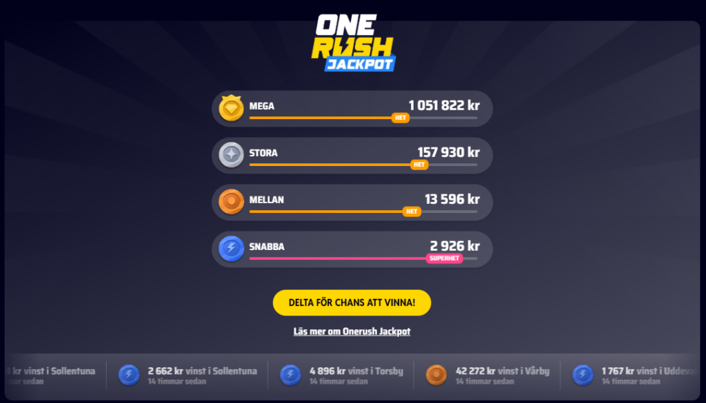 Onerush jackpot
