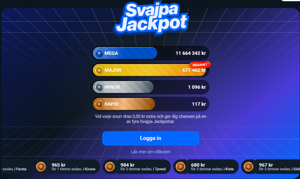 skärmbild från svajpa jackpot