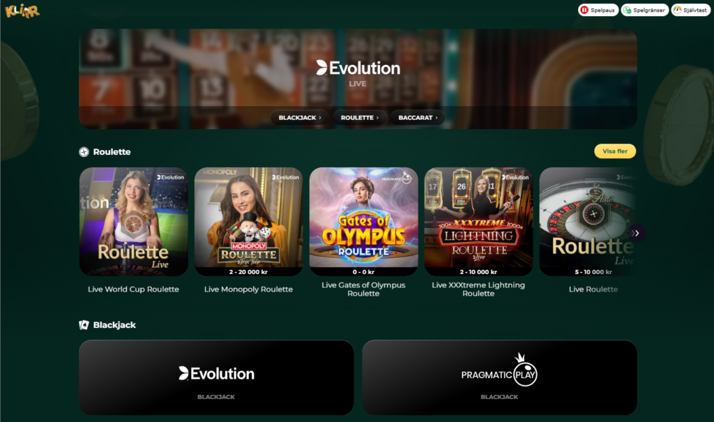Klirr livecasino