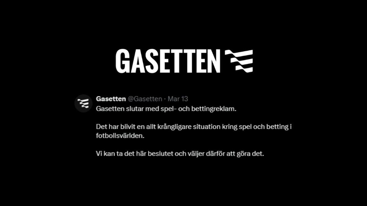 Gasetten slutar med spelreklam och avstår intäkter