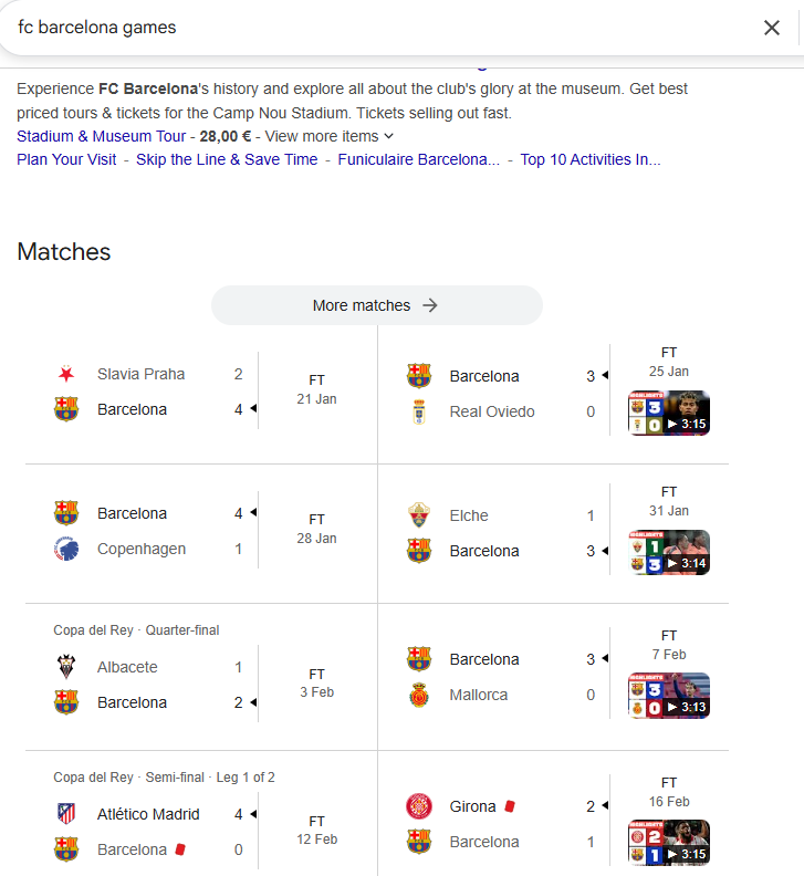 Google sport data