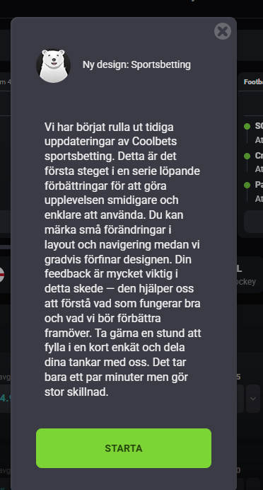 Coolbet meddelande
