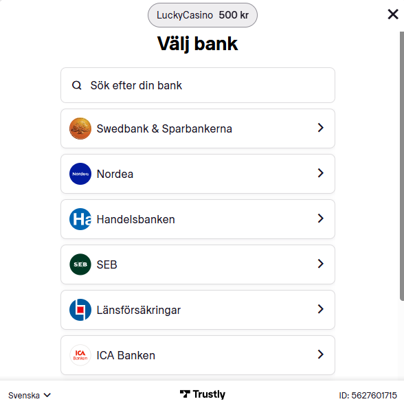 Trustly casino insättning