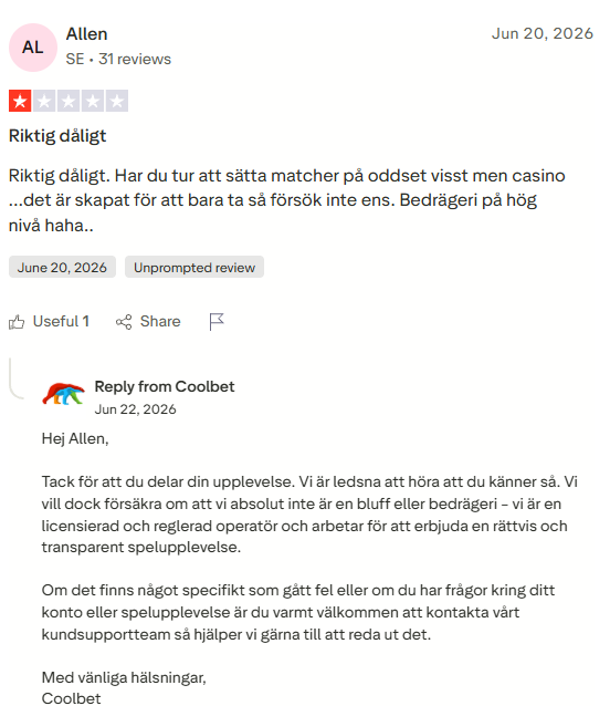 Coolbet truspilot 1