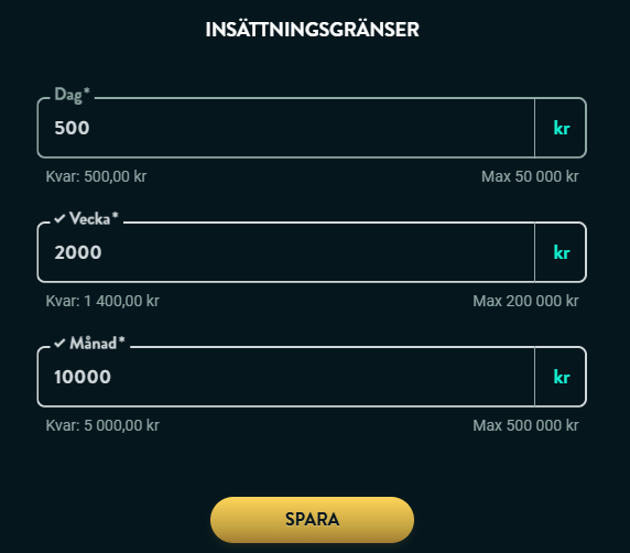 Insättningsgränser 10 000 kronor