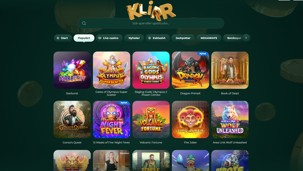 Casinolobby hos Klirr.
